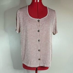 Anthropology W5 Striped Knit Button Front Knit Top Sz L